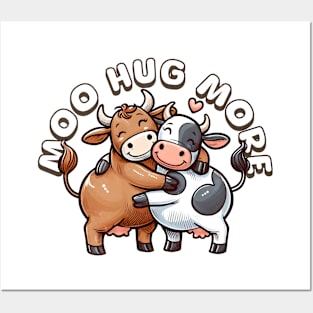 Cute Cows Moo Hug More Posters and Art